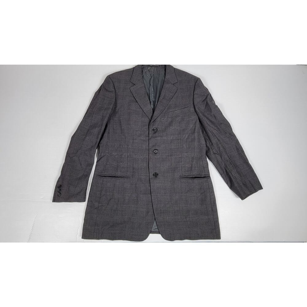 Ermenegildo Zegna Mens 44 Long Soft Gray Plaid Tartan‎ Wool Blazer Sport Jacket